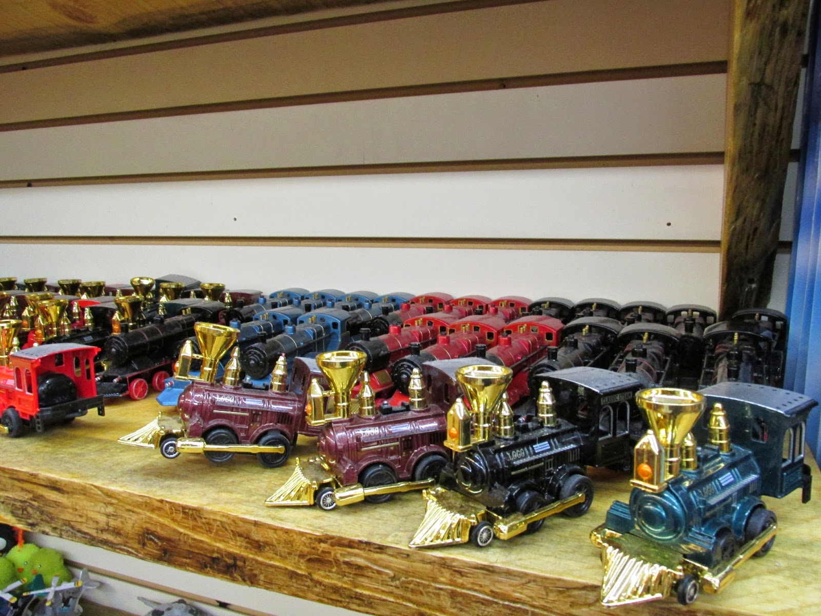 Eddie's Rail Fan Page Toy trains on display inside a downtown San Antonio Texas gift shop. June